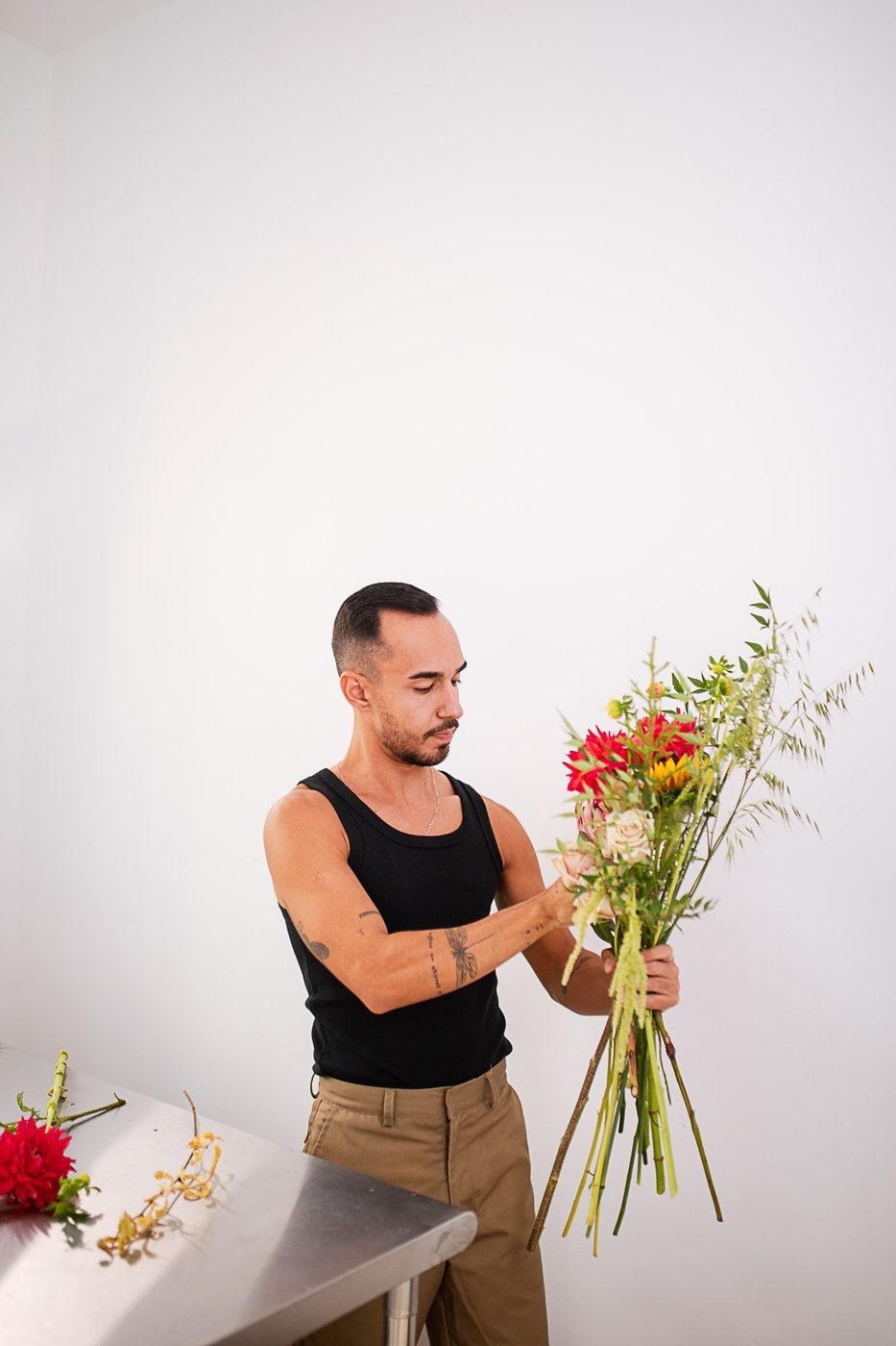 Buquê montado com a flor da semana